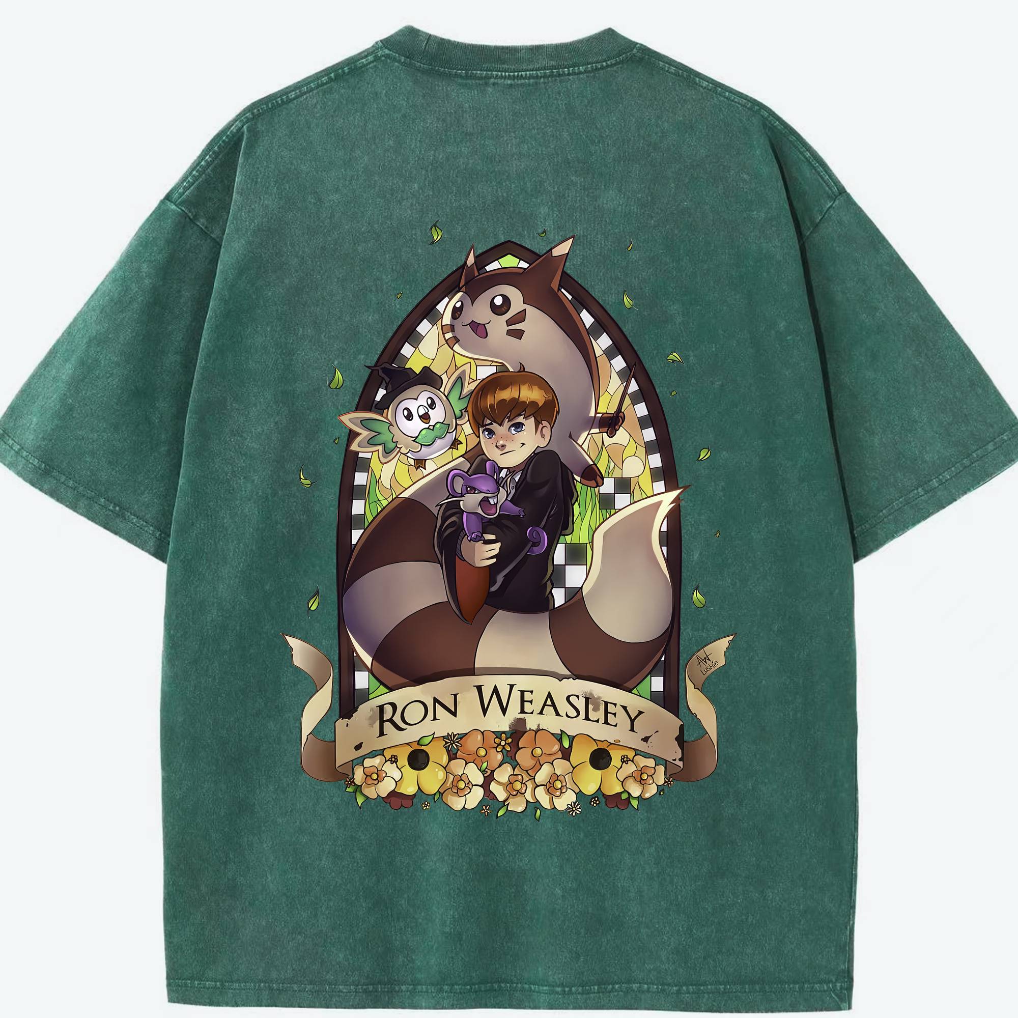 （画像用） Harry Potter ハリー・ポッターシリーズ 綿100% ヴィンテージ風 半袖Tシャツ（背面プリント）